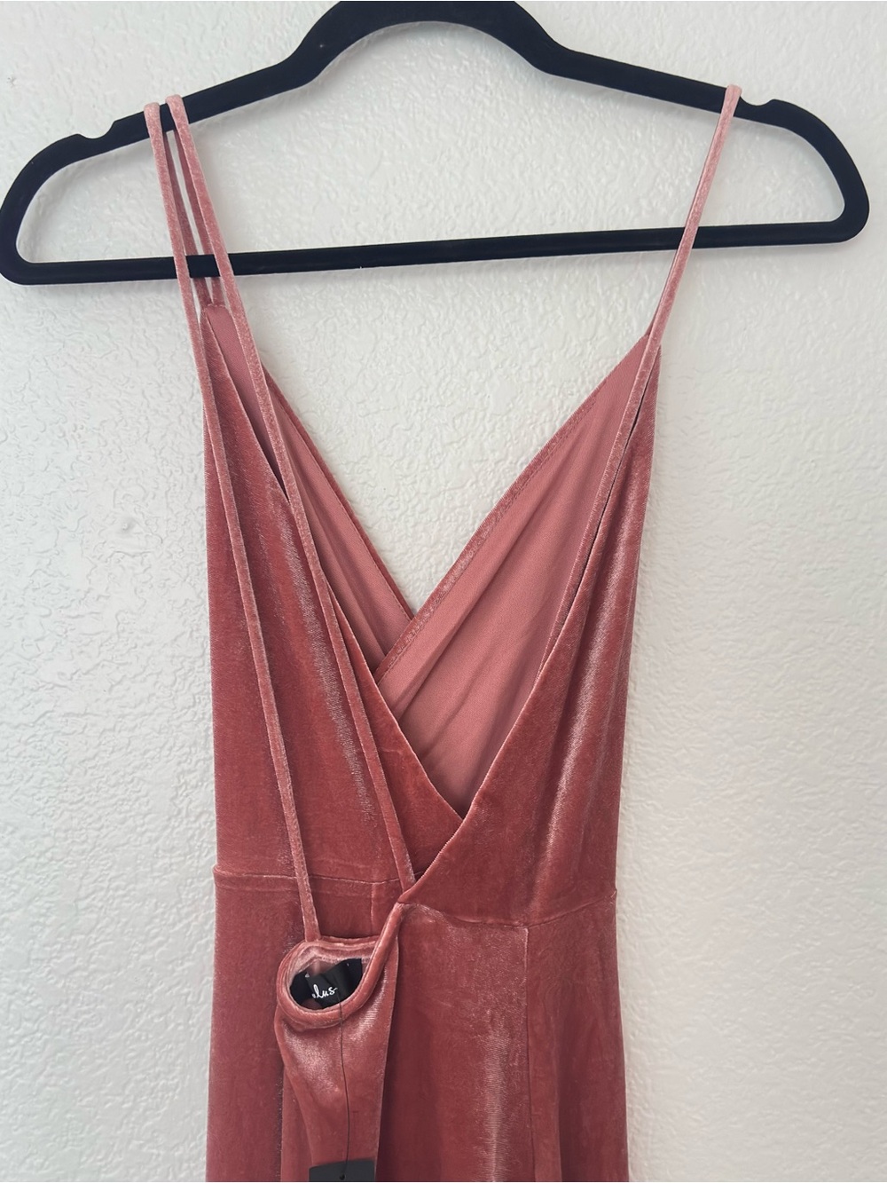 NEW NWT Lulus Mauve Velvet Faux-Wrap Maxi Dress Size Large - Picture 5 of 6